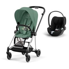 Duo Cybex Mios Chrome con seduta Leaf Green e seggiolino Cloud T i-Size Sepia Black