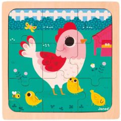 Puzzle Janod "Gallina Henriette" (9 pezzi)