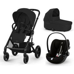 Trio Cybex Balios S Lux Moon Black con navicella Cot S e seggiolino Cloud G Plus