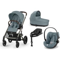 Trio Cybex Balios S Lux Stormy Blue con navicella Cot S e seggiolino Cloud G i-Size e base isofix
