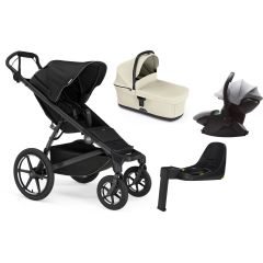 Trio Thule Urban Glide 4 con navicella Soft beige e seggiolino auto Maple Light Gray