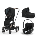Trio Cybex Priam Rosegold con navicella Lux Carry Cot e seggiolino auto Cloud T i-Size Sepia Black